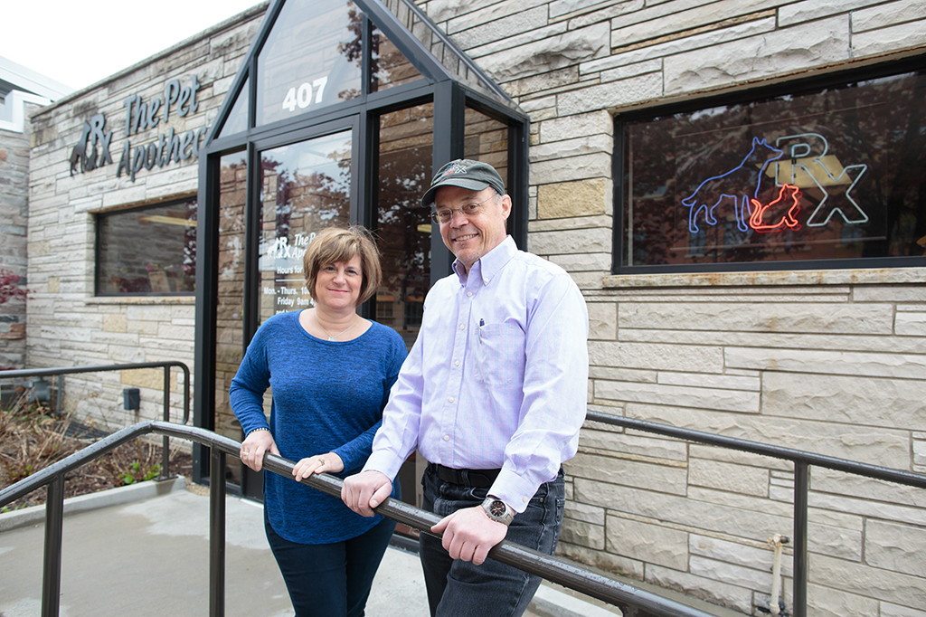 Jeff and Patti Langer in front of The Pet Apothecary