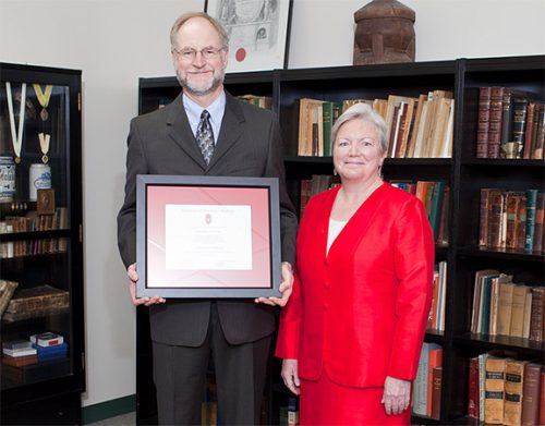 Citation recipient Rick Pyter (left) with Dean Jeanette Roberts (right)