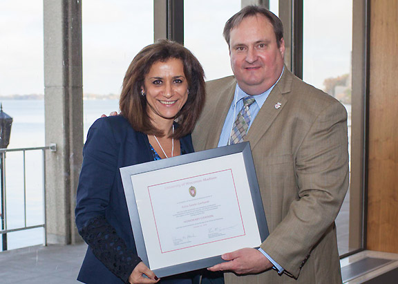 Citation recipient Azita Saleki-Gerhardt (left) with Dean Steve Swanson (right)
